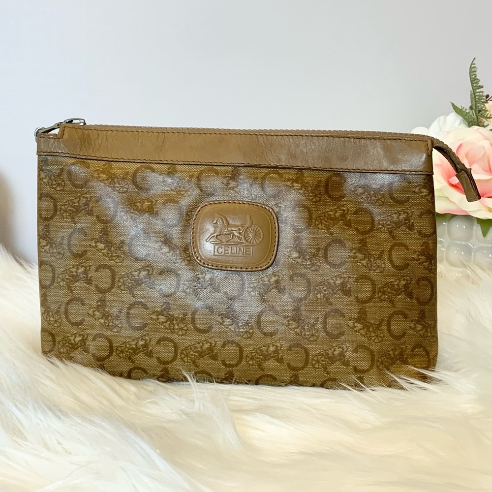 Celine Macadam Authentic Leather Clutch Vintage with COA